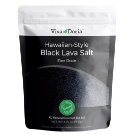 Viva Doria Hawaiian Black Lava Sea Salt, Fine Grain, 5 Lb.
