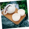 GRIRIW Portable Travel Tea Set Ceramic Teapot 2 Cups Outdoor