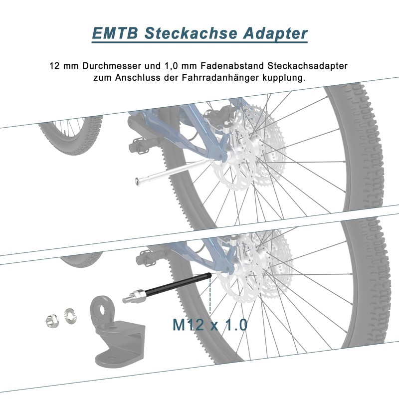 EMTB Thru Axle M12 x 1.0-160-172 mm, Thru Axle with