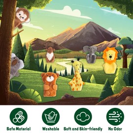7 Pieces Animal Finger Puppets Cute Soft Wild Animals Finger Doll Props Figures Novelty Toys Gift for Kids