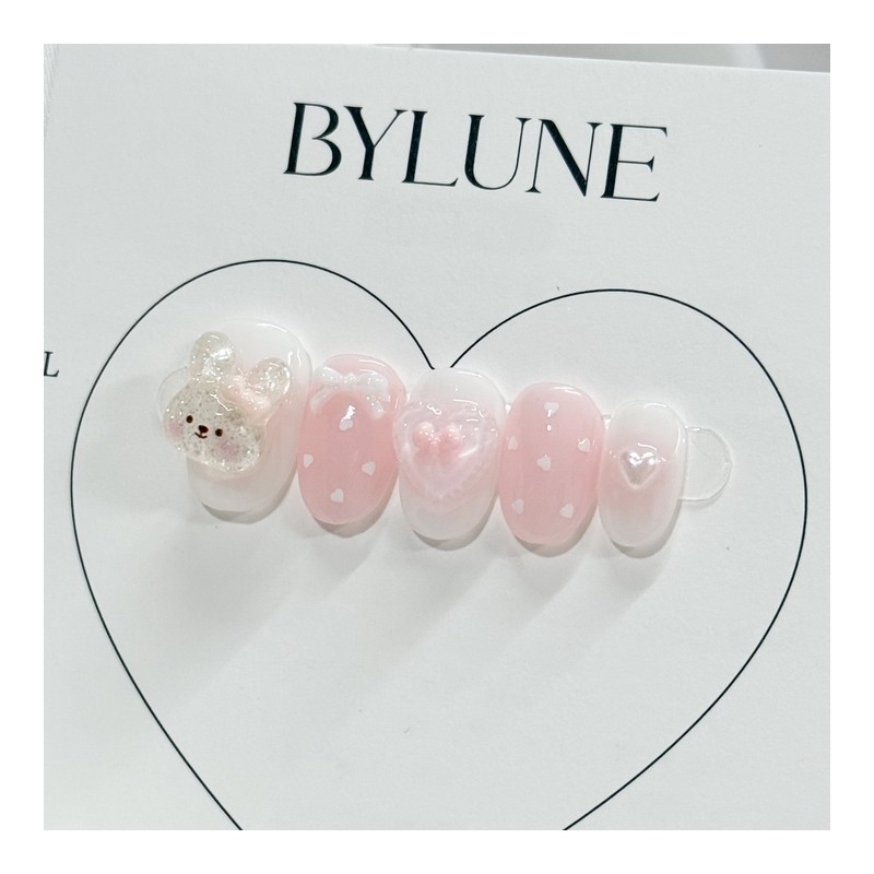 Crooked Rabbit Handmade Nail Tips Pink Nail Tips - Short