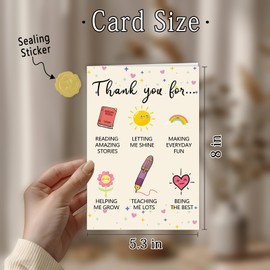 Abeletree Cute Teacher Appreciation Cards Gifts from Students, Lovely Thank You Teacher Greeting Card, Funny Teacher Appreciation Gifts ideas, Thank You for Helping Me Grow