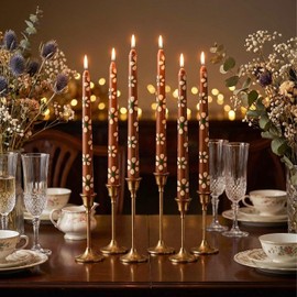 JarThenaAMCS 6Pcs Cielito Lindo Taper Candles 10 Inch Mexican De Barro Floral Decorative Candles Long Unscented Candle Sticks for Cinco De Mayo Party Favor Gifts Home Table Decor