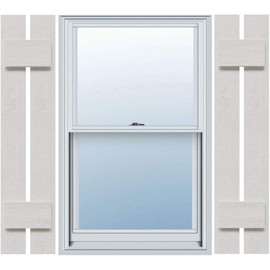 Ekena Millwork 11 1/4"W x 39"H Timberthane Faux Rustic Two Board Spaced Board-n-Batten Faux Wood Shutters, Rough Cedar (Per Pair)