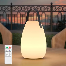 uuffoo Table Lamp Portable for Indoor/Outdoor Rechargeable Cordless LED Lamp Warm White and RGB, Remote Battery Desk Lamp for Patio Camping Restaurant Home (Black Handle, Medium 1pc)