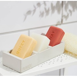 BRIXY Bar Boat – Modern Rectangular Shower Storage, Self-Draining Soap Tray, Plastic-Free, Extend Life of Bars, Concrete – 2 lbs.