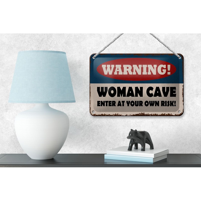 Tin Sign Saying 18 x 12 cm Warning Women Cave