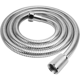 YOOZENA 1.5 m Stainless Steel Flexible Shower Hose, Shower Hose, Kink-Resistant Stainless Steel Pipe, Standard G1/2 Copper Connections, Universal Hose (Silver-1)