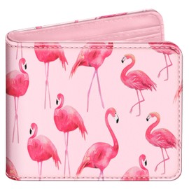 Funermei Cute Wallet for Women Girls Flamingo Leather Bifold Wallet Aesthetic Flamingos Credit Card Holder RFID Blocking Id Cash Slim Small Bi-fold Wallets with Coin Pocket for Teen Little Girl