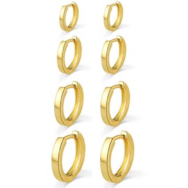 4 Pairs Sterling Silver Hoop Earrings for Women S925 Huggie Hoop Earrings With Cubic Zirconia Small Cartilage Sleepers Huggie Hinged Earrings Set for Women