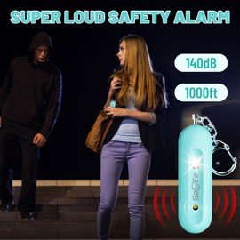 Rechargeable Personal Safety Alarm for Women - 140dB Self-Defense Security Alarm Keychain with Strobe Light, Emergency Security Alert Devices for Women Girls Kids Elderly（Aqua+Aqua）