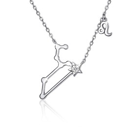 CRYSLOVE Necklace Zodiac Sign Cubic Zirconia Constellations 12 Horoscope Astrology Pendant Chain Clear Jewellery for Women Girls, Crystal, Cubic Zirconia