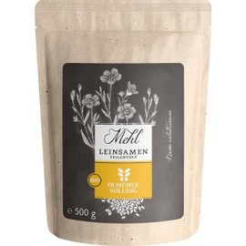 ÖLMÜHLE SOLLING - BIO Leinsamenmehl teilentölt | Mehl aus kaltgepresster Bio-Leinsaat. Leinsamenmehl für Müsli sowie zum Backen von Broten und Backwaren | Inhalt: 500 g