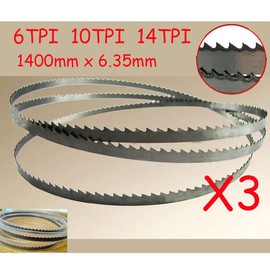 AcbbMNS 3pcs 1400mm Bandsaw Blades Compatible for OZITO BandSaw BSW-2580 BSW-2581 10TPI,Wood Cut (1400mm x 6.35mm x 10TPI)