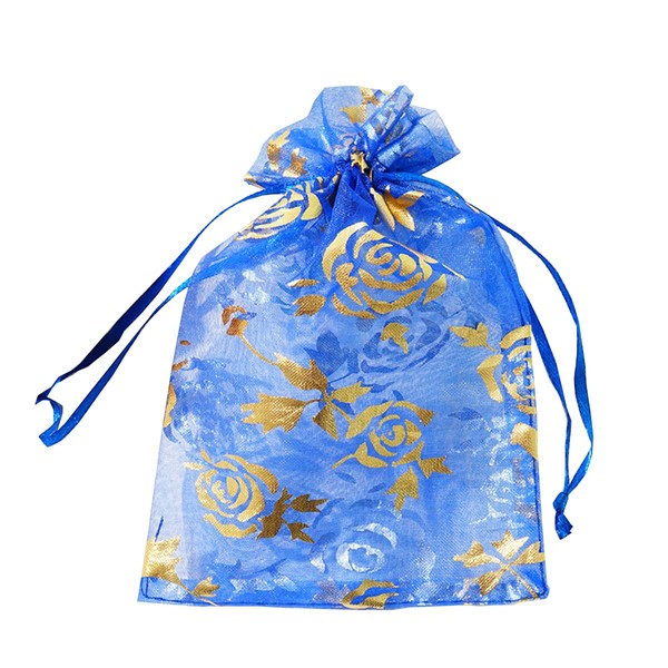 FAVORTALK Organza Bags Small 30 Pcs Jewellery PouchesGold Rose Pattern