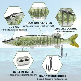 TRUSCEND Señuelos de Buceo para Pesca,Multi Jointed Swimbaits Lento Hundimiento Biónico, Señuelos de Natación Bass Agua Dulce Salada Bass