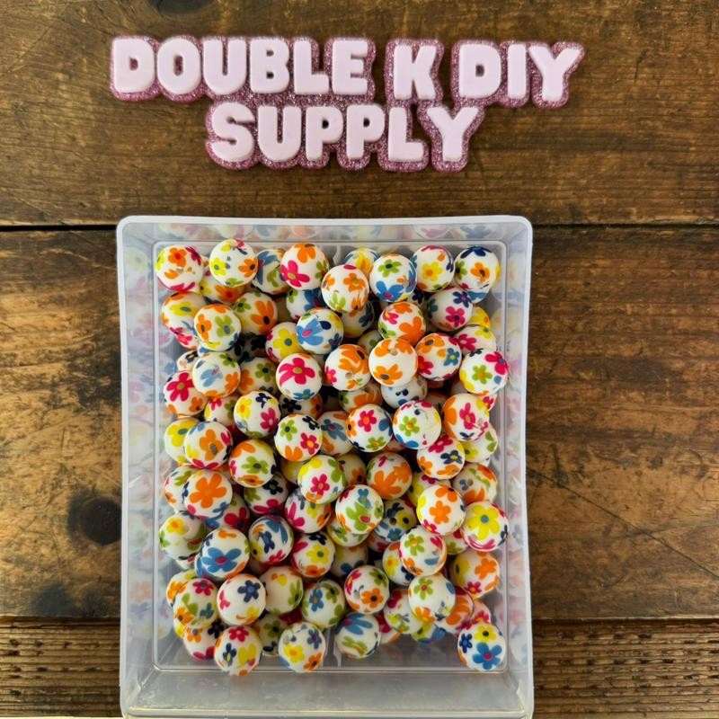 15mm Printed Silicone Beads - 10pc:_Butterfly