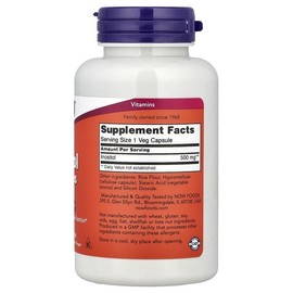 NOW Foods, Inositol, 500mg, Veggie Capsules 100 / NOW Foods (나우푸드), 이노시톨, 500mg, 베지 캡슐 100정