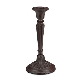 Relaxdays Vintage Candleholder, Shabby Chic, Classic Design, Cast Iron, HxD 19 x 9 cm, Brown
