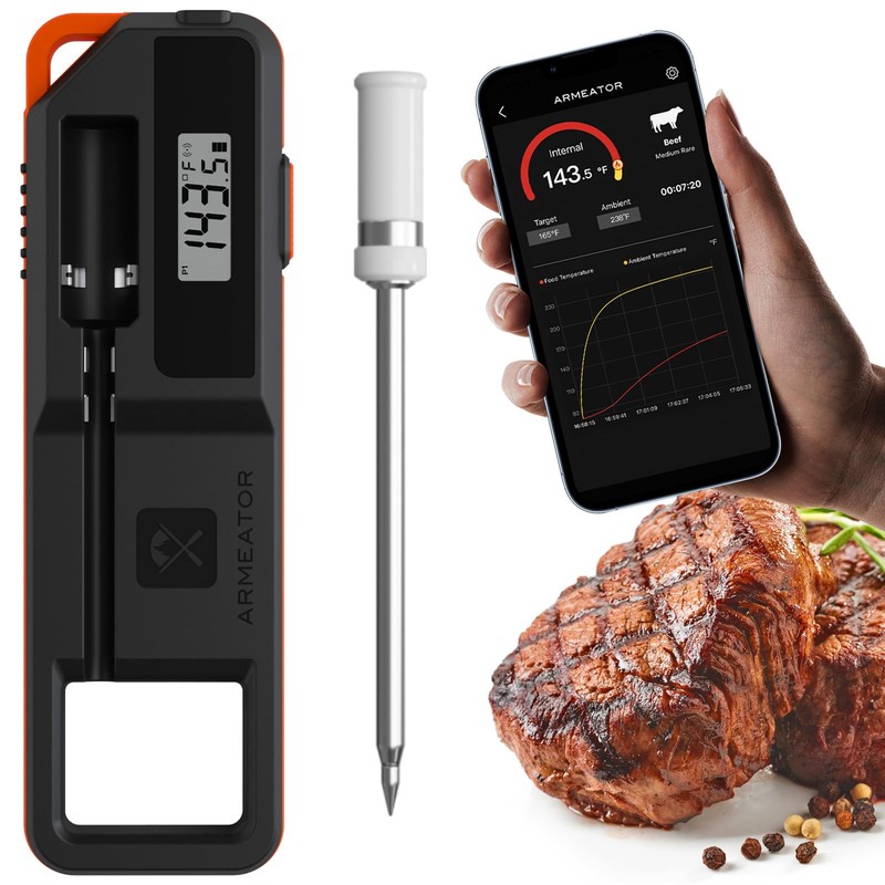 Meat Thermometer Wireless Digital, Instant Read LCD Display Bluetooth Grill