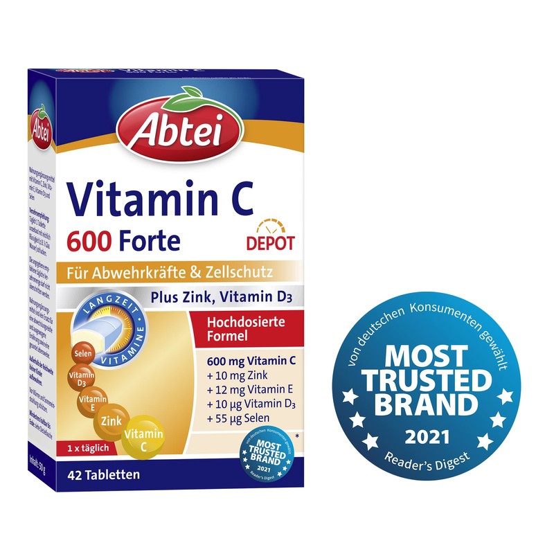 Abtei Vitamin C 600 Forte - High Dose Dietary Supplement