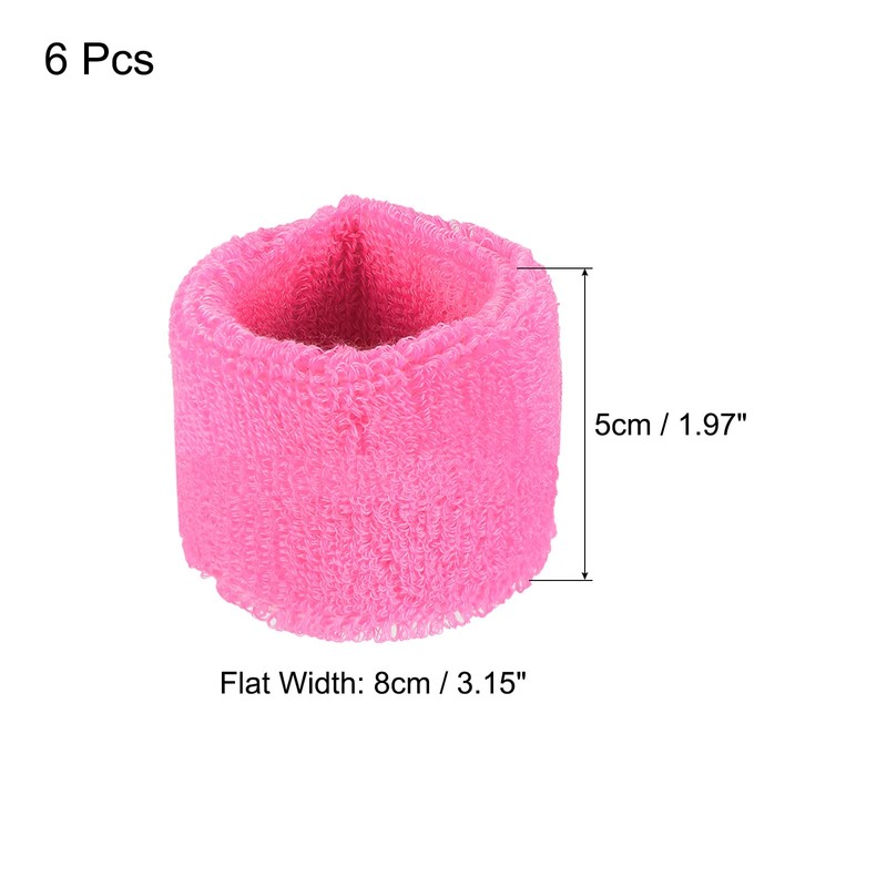 PATIKIL 6pcs 8x5cm Sport Wristbands Cotton Terry Cloth Absorbent Sweatband