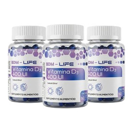 BDM LAB Vitamina D3 Paquete de 3 Frascos 60 cápsulas 350 mg c/u Suplemento Alimenticio