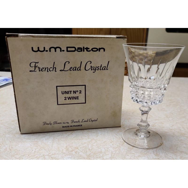 W. M. Dalton French Lead Crystal Wine Glasses Unit No