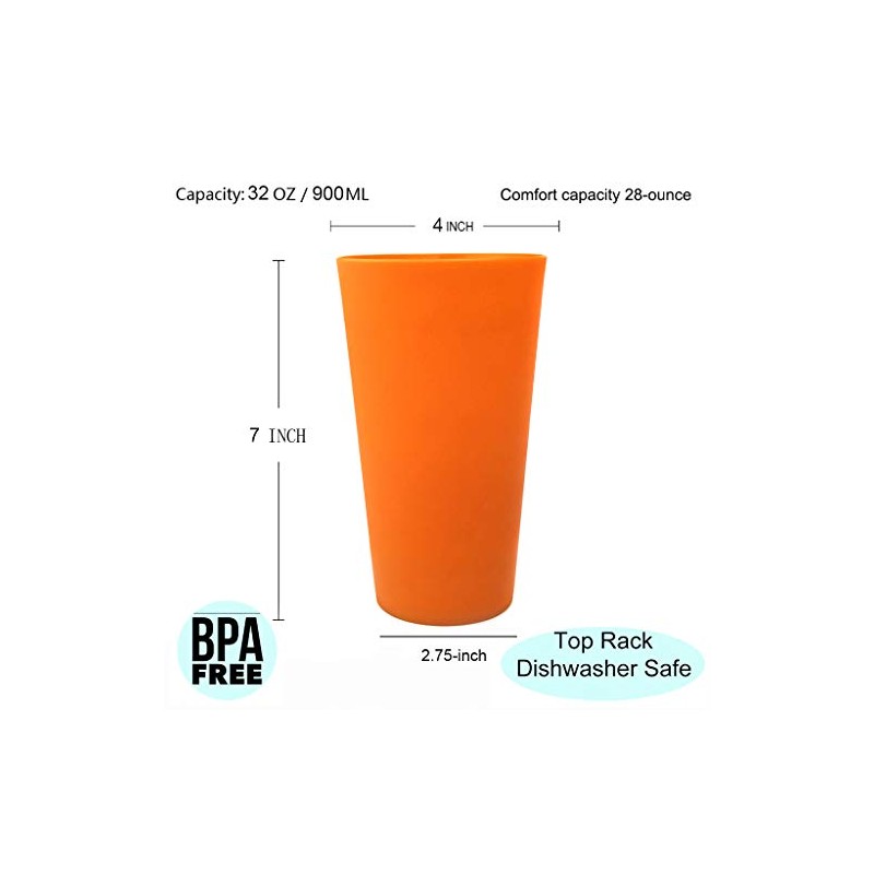 KX-WARE 32-ounce Plastic Tumblers Large Drinking Glasses, set of 6