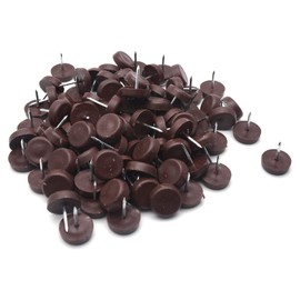 27mm Brown Nylon Furniture Sliders Nail On - Chair Leg Floor Protectors Nail - Nylon Chair Glides with Nail Brown Sliders Head, Chair, Table Leg Feet Protector Nail；Flat Bottom（Long Nail 50 Pcs）