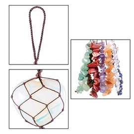 KYEYGWO Opalite 7 Chakra Stone Heart Hanging Decoration with Tumbled Stone, Reiki Healing Crystal Hanging Decoration, Gemstone Heart-Shaped Wall Hanging Ornament, Love Window Decoration for Home, Car,