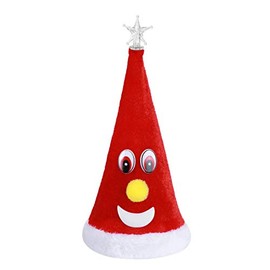Electric Christmas Hat Toy Gift Musical Christmas Hat Ornaments Singing and Dancing Christmas Hat LED Light up Swinging Christmas Ornaments Decoration for Table Desk Fireplace Xmas Santa Gift