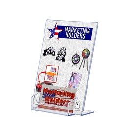 Sign Holder 5" x 7" Pack of 10 with Business Card Slot Frame Ad Sign Brochure Literature Clear Acrylic Expo Shows Table Counter Display Stand by Marketing Holders