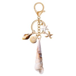 Gold Starfish Keychain Charm for Keys Wallet Accessories for Girls Women Beach Theme Keychain Summer Key Chain for Bag Handbag Backpack Keyring Snail Seashell Scallop Key Chain Ocean Lovers Gift Ideas