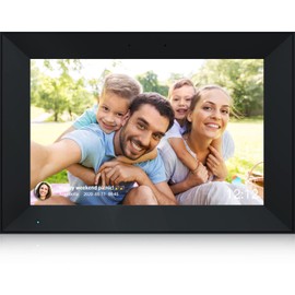 Digital Photo Frame 10.1 Inch WiFi Picture IPS HD Touch Screen Smart Cloud Photo Frame with 16GB Storage, Auto-Rotate, Easy Setup to Share Photos or Videos Remotely via AiMOR APP (Black)