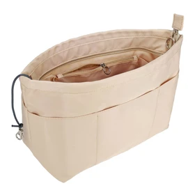 Time Wing Purse Organizer Insert Tote Handbag Organizer Pocketbook Divider Bag in Bag Shaper Liner Multi Pockets Compartments Zippers Key Chain Medium Beige