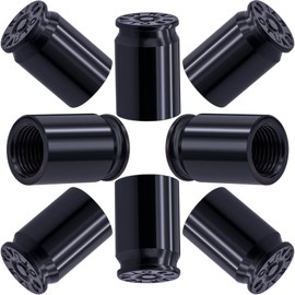 MEAJOO 8PCS Bullet Shell Tire Valve Stem Caps, Aluminum Alloy Car Air Stem Cap, Universal Dustproof Tire Valve Stem Covers for Cars, SUV, Trucks, Bikes, Motorcycles, Bicycles (Black)