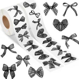 Christmas Thank You Labels Stickers for Presents,Birthday Christmas Sticky Labels (Black Bow)