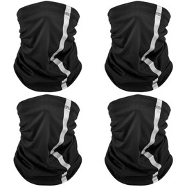 4 Pieces Neck Gaiter Visibility Reflective Safety Bandana Sun Protection Scarf (Black)