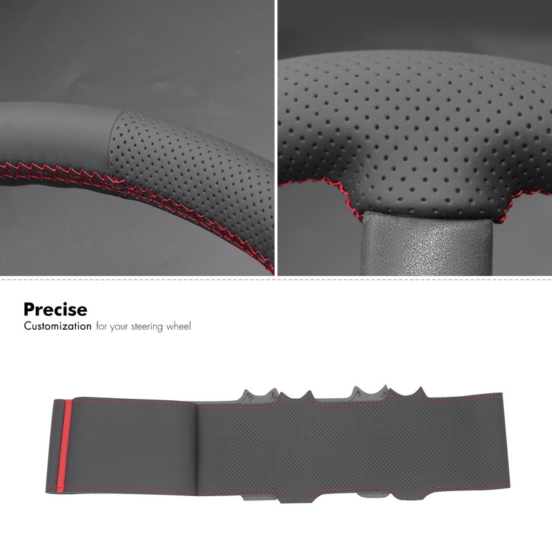 MEWANT Steering Wheel Cover for Jeep Wrangler (JK) 2007-2010 Hand-Stitched