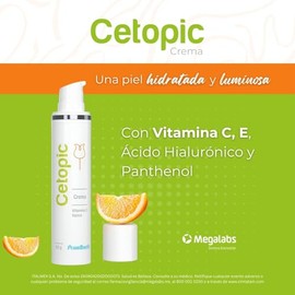 Cetopic Crema | Vitamina C, E, Ácido Hialuronico y Panthenol | Antiedad, Antioxidantes, Antimanchas | Para Manchas Oscuras en Cara, Cuello | Tubo con 50g