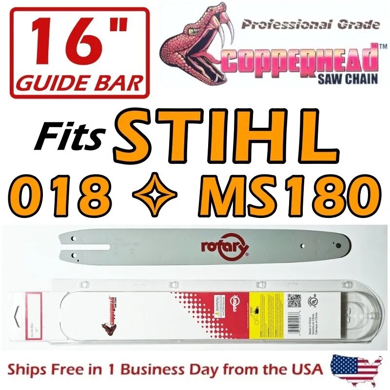 For STIHL COPPERHEAD 16" Bar for STIHL 018 MS180 Chainsaws