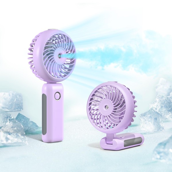 CIVPOWER Misting Fan Portable, Hand Held Fan 90°Adjustable Desk Fan,