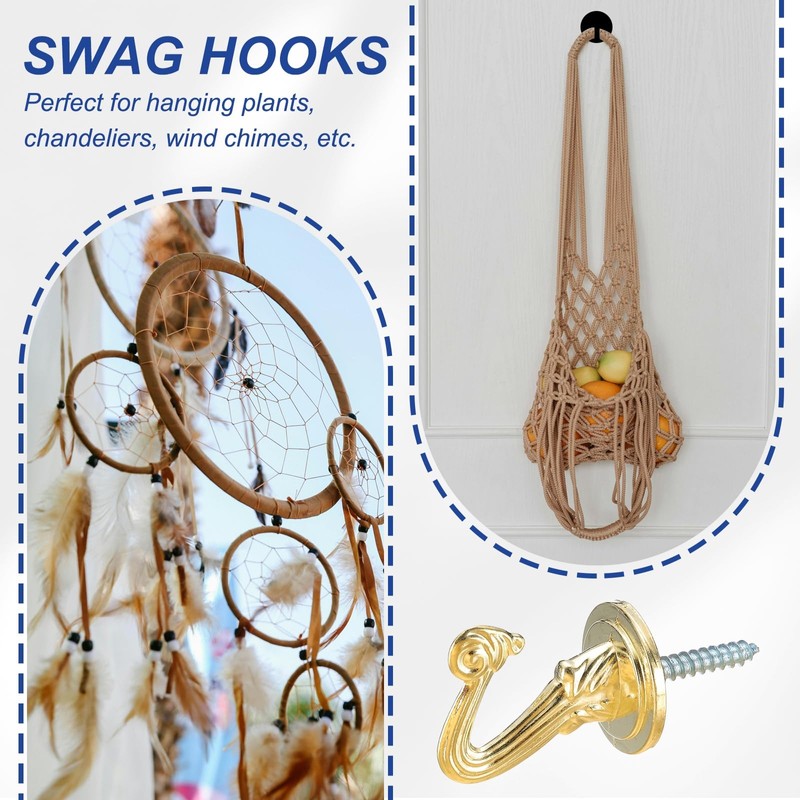 PATIKIL Swag Hooks, 4 Pcs Heavy Duty Ceiling Hooks with