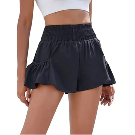 BMJL Women's High Waisted Athletic Running Shorts, Black, Medium