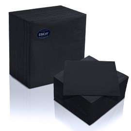 Black Lunch Napkins, 3-Ply Disposable Paper Napkins-Bar, Cocktail, Weddings, Birthday, EU Made, (125 Count)