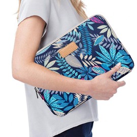 BSLVWG 13 Inch Laptop Sleeve Multi-Color & Size Choices Case/Water-Resistant Neoprene Notebook Computer Pocket Tablet Briefcase Carrying Bag/Pouch Skin Cover (13 inch, Blue Leaves)