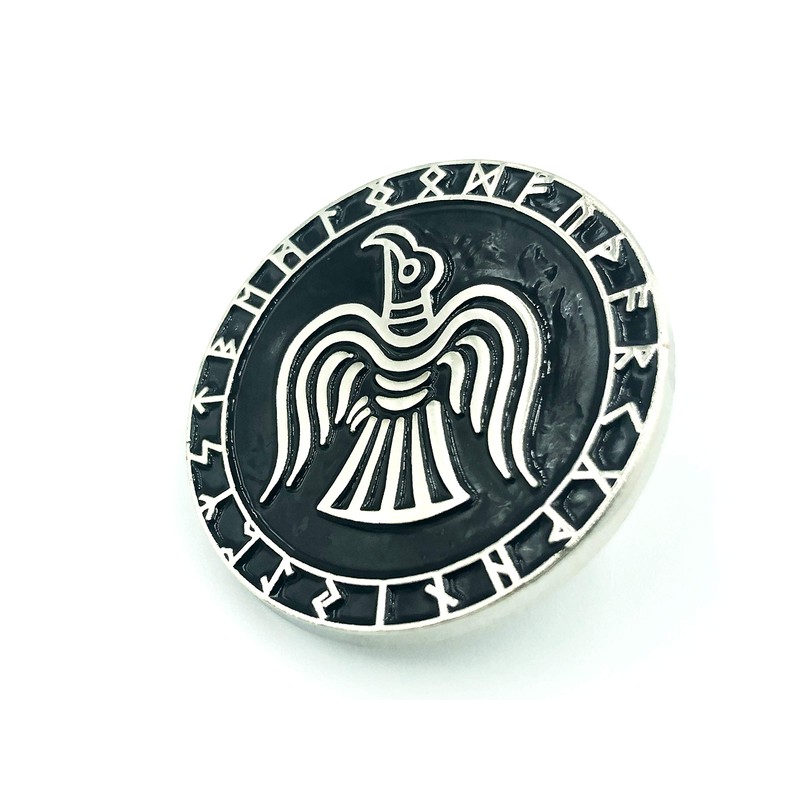 Odin's Raven Norse Rune Viking Silver Metal Pin Badge