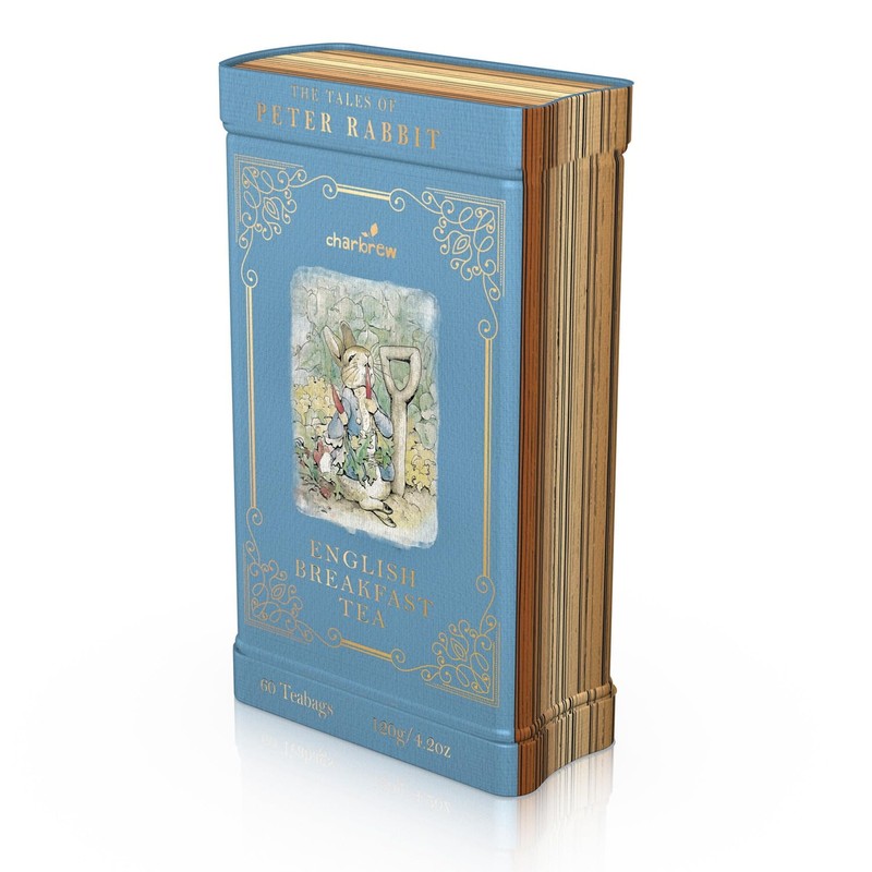 Charbrew Peter Rabbit English Breakfast Metal Tea Book Library Tin