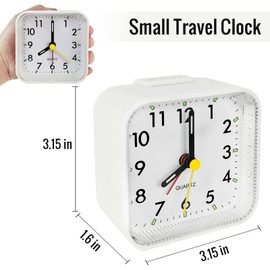 Lamisola Small Battery Operated Analog Alarm Clock, Travel Clock,Quieter Bedside Clocks for Bedrooms Bathroom Shelf Desk,White